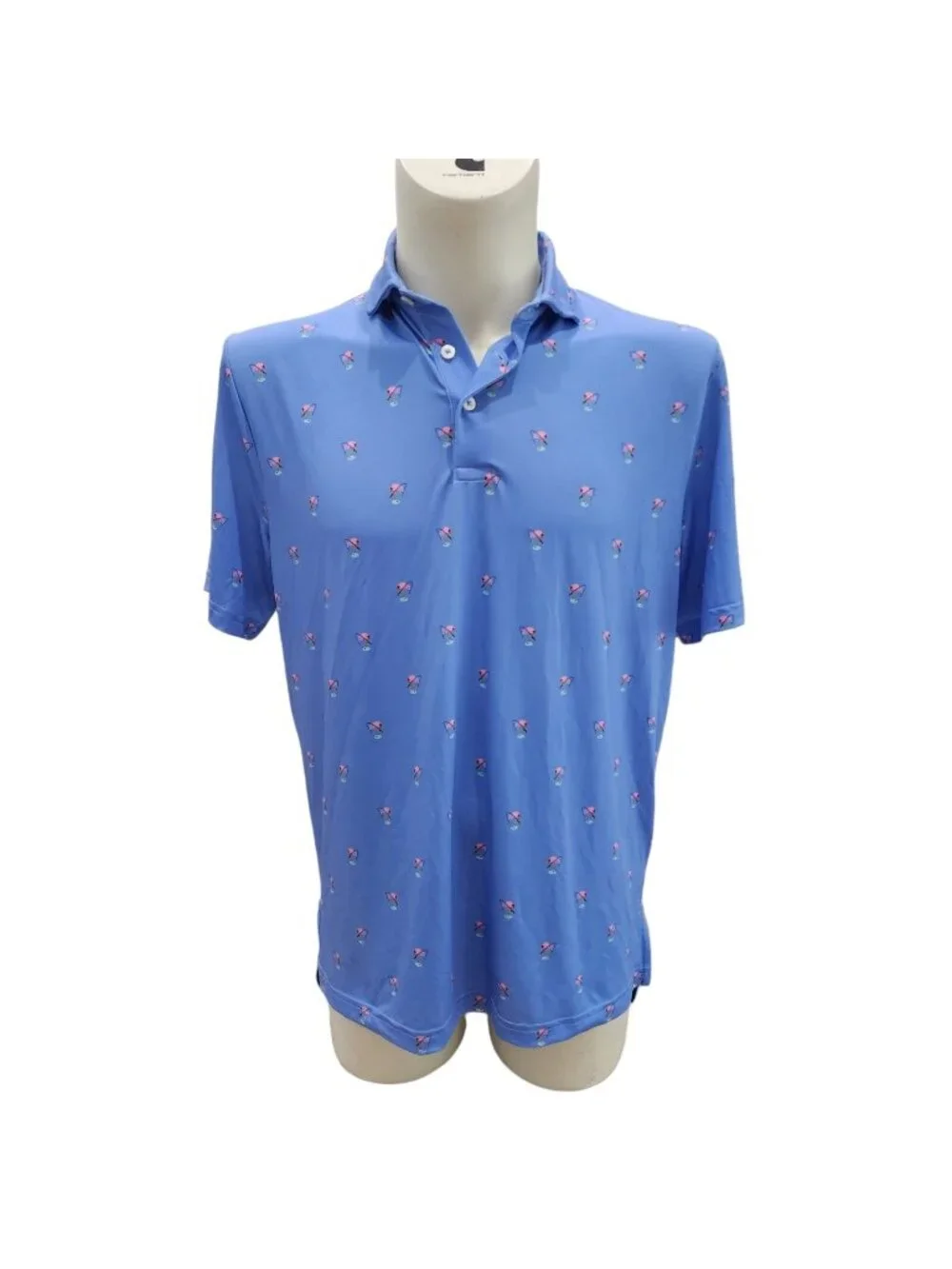 RLX Ralph Lauren Fishing Flamingo Golf Polo Shirt Blue M NWT